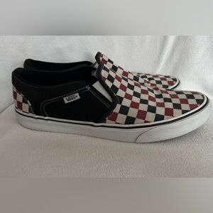 Vans slip on - crimson/black checkerboard - Men’s 11